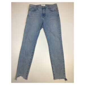 CURRENT ELLIOTT 5 Pocket The High Waist Ankle Barren w Sheared Hem Jeans